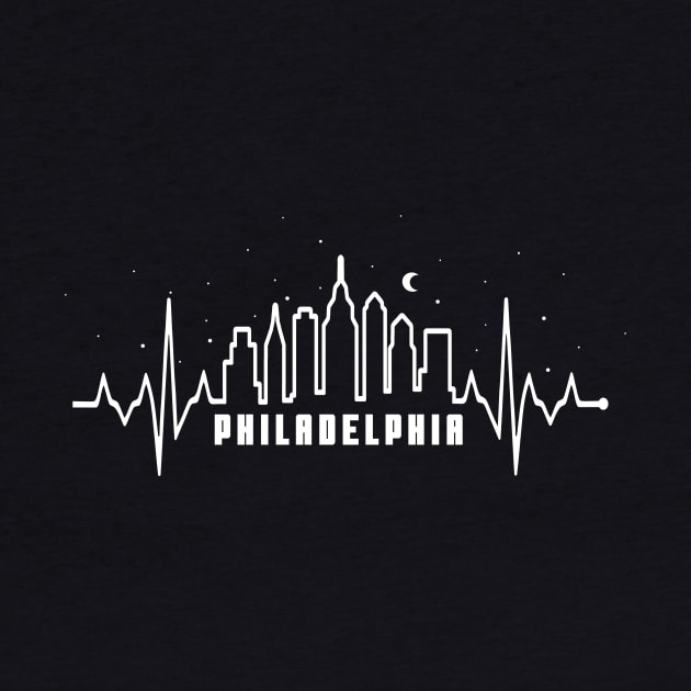 Philadelphia Philly Philly City Skyline EKG Heartbeat by TeeCreations